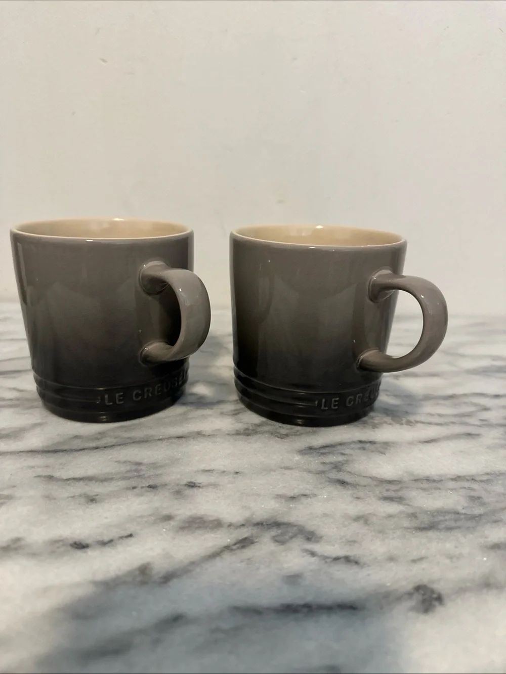 Le Creuset Gray Stoneware Mugs - Set of 2 oyster flint ombré